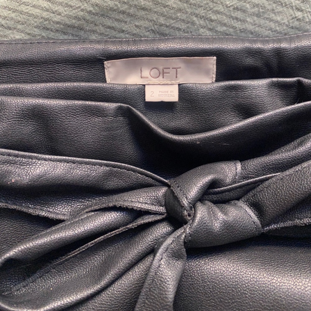 Faux leather midi wrap skirt